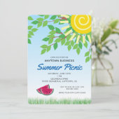 Zakelijke zomerpicknick | Bladeren en watermeloen Kaart (Staand voorkant)
