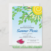 Zakelijke zomerpicknick | Bladeren en watermeloen Kaart (Voorkant)