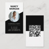 Zakelijke Zwart-Wit Foto QR-code Consultant Visitekaartje (Voorkant / Achterkant)