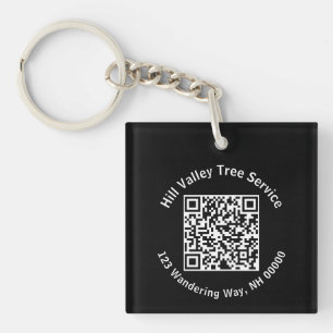Zakelijke zwart-wit QR-code en tekst Sleutelhanger