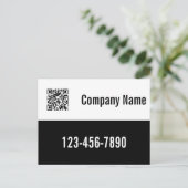 Zakelijke zwart-wit Sjabloon QR-code Briefkaart (Staand voorkant)