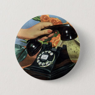  Zaken, Antiek Telefoon met Rotary Wijzerplaat Ronde Button 5,7 Cm