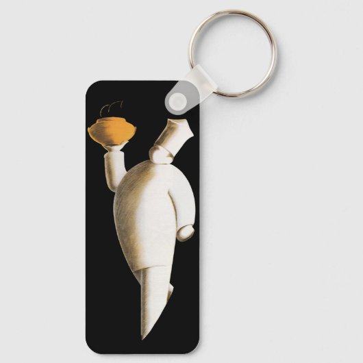  zaken, Art Deco Restaurant Chef Sleutelhanger (Achterkant)