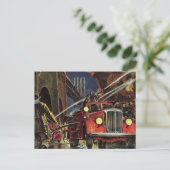  zaken, brandweerlieden brandweerauto's briefkaart (Staand voorkant)