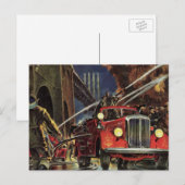  zaken, brandweerlieden brandweerauto's briefkaart (Voorkant / Achterkant)
