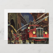  zaken, brandweerlieden brandweerauto's briefkaart (Voorkant / Achterkant)