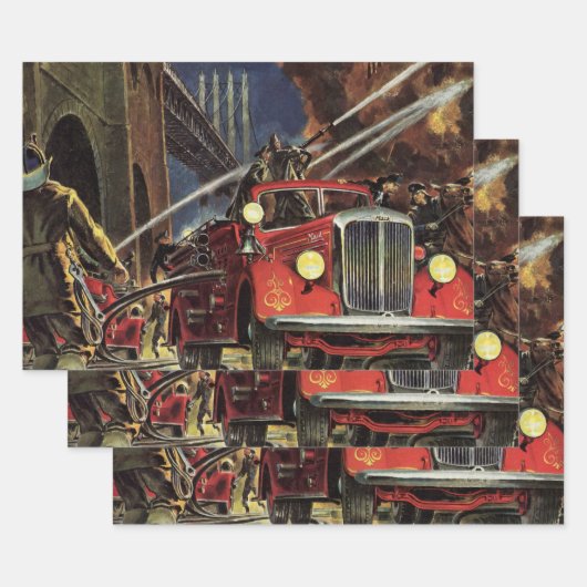  zaken, brandweerlieden brandweerauto's inpakpapier vel (Set)