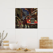 zaken, brandweerlieden brandweerauto's poster (Keuken)
