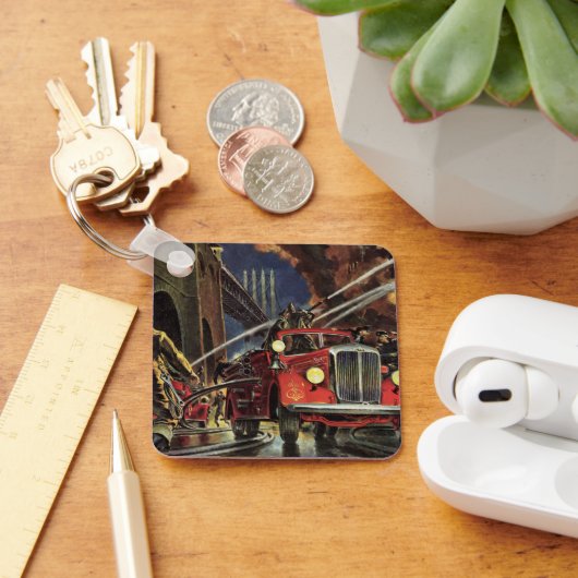  zaken, brandweerlieden brandweerauto's sleutelhanger (Bureau)