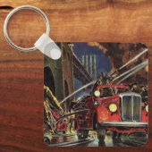  zaken, brandweerlieden brandweerauto's sleutelhanger (Voorkant)