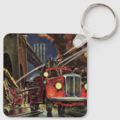  zaken, brandweerlieden brandweerauto's sleutelhanger (Achterkant)