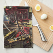  zaken, brandweerlieden brandweerauto's theedoek (Quarter Fold)