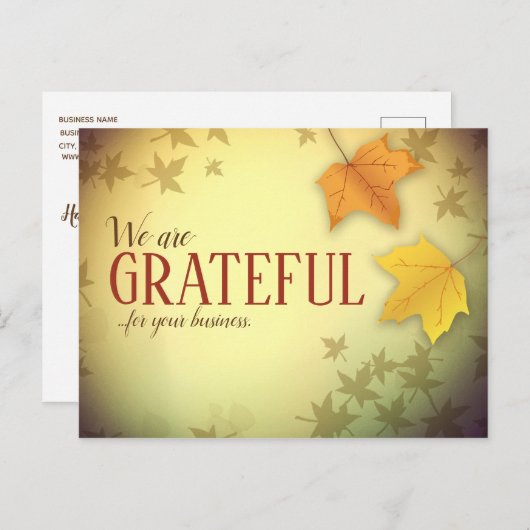 Zaken Dankzeggings Postkaarten voor Herfst (Voorkant / Achterkant)