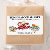 Zaken in de markt voor zeevruchten Kreeft Krab Etiket (Insitu)