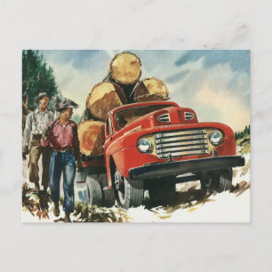 zaken, Logging Vracht met Lumberjacks Briefkaart