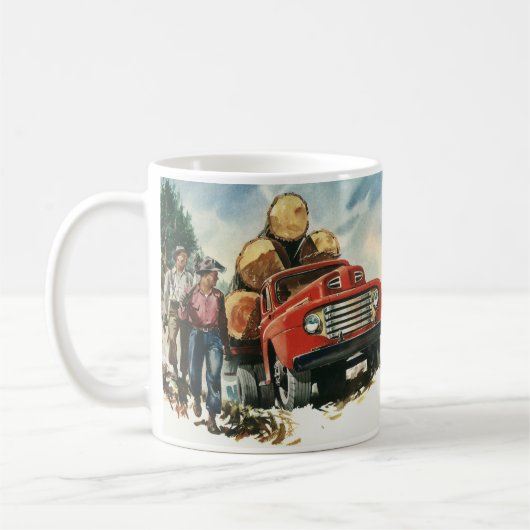 zaken, Logging Vracht met Lumberjacks Koffiemok (Links)