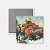  zaken, Logging Vracht met Lumberjacks Magneet (Voorkant / Achterkant)