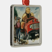  zaken, Logging Vracht met Lumberjacks Metalen Ornament (Rechts)