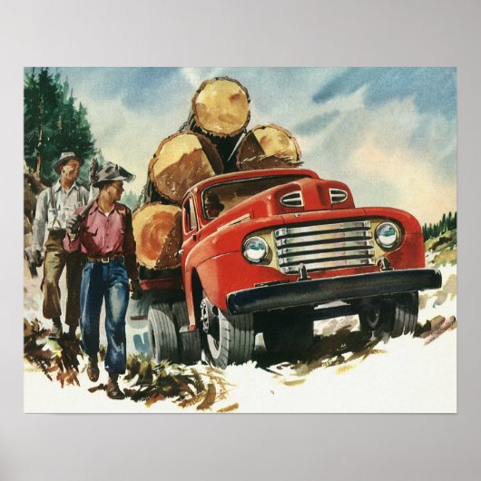 zaken, Logging Vracht met Lumberjacks Poster (Voorkant)