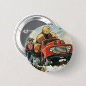  zaken, Logging Vracht met Lumberjacks Ronde Button 5,7 Cm (Voorkant /achterkant)