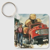 zaken, Logging Vracht met Lumberjacks Sleutelhanger (Voorkant)