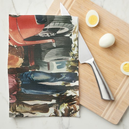 zaken, Logging Vracht met Lumberjacks Theedoek (Quarter Fold)