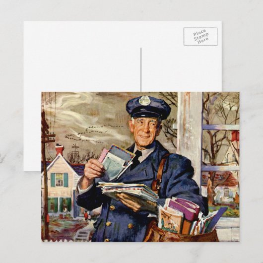  zaken, Mailman die brieven van de Post levert Briefkaart (Voorkant / Achterkant)