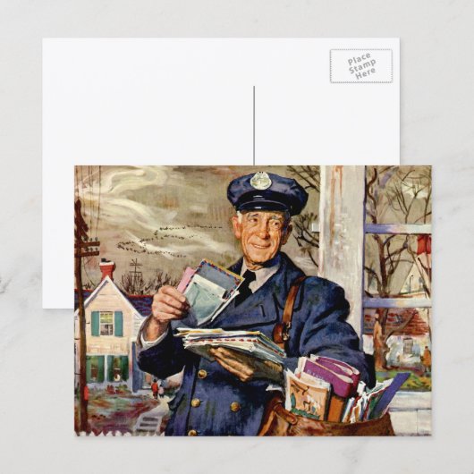 zaken, Mailman die brieven van de Post levert Briefkaart (Voorkant / Achterkant)