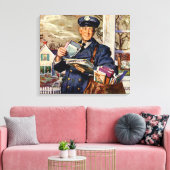  zaken, Mailman die brieven van de Post levert Canvas Afdruk (Insitu (Woonkamer))