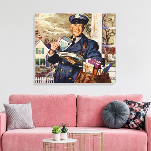  zaken, Mailman die brieven van de Post levert Canvas Afdruk (Insitu (Woonkamer))