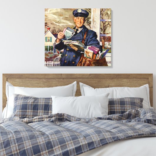  zaken, Mailman die brieven van de Post levert Canvas Afdruk (Insitu (Slaapkamer))
