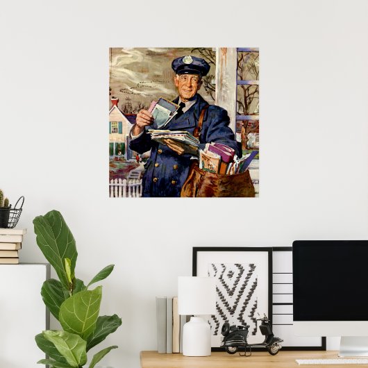 zaken, Mailman die brieven van de Post levert Poster (Thuiskantoor)