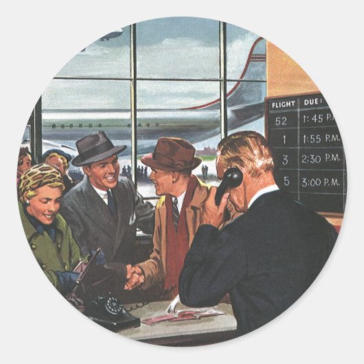  zaken, mensen bij Luchtvaartteller Ronde Sticker (Voorkant)