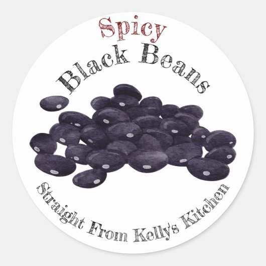 Zaken met thuis ingeblikte Spicy Black Beans Etike Ronde Sticker (Voorkant)