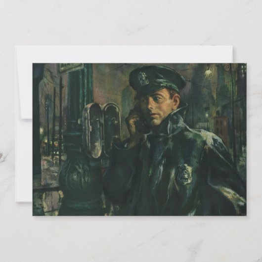 zaken, politieman op noodtelefoon kaart (Voorkant)