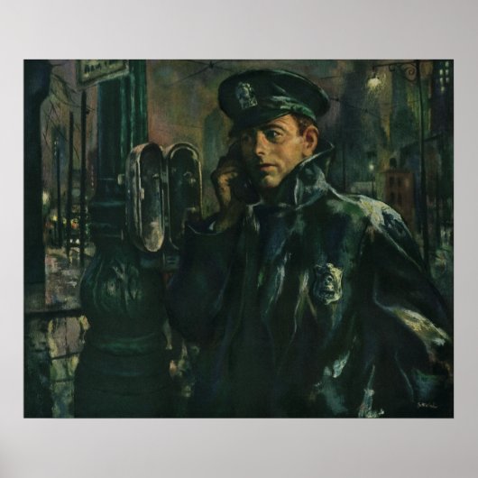 zaken, politieman op noodtelefoon poster (Voorkant)
