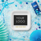 Zaken toevoegen Logo Matig Wit Papieren Bordje (Feest)