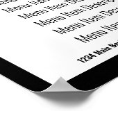 Zaken Zwart en Wit Restaurant Sjabloon Menu Poster (Hoek)