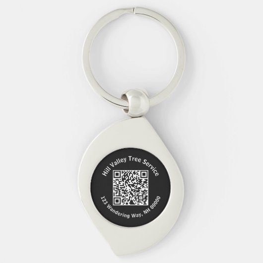 Zaken zwart-wit QR-code en tekst Sleutelhanger (Voorkant)