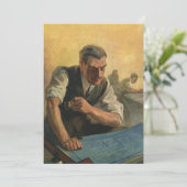 zakenarchitect en bouwblauwdrukken (Staand voorkant)