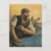  zakenarchitect en bouwblauwdrukken briefkaart (Voorkant)