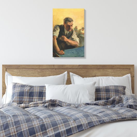 zakenarchitect en bouwblauwdrukken canvas afdruk (Insitu (Slaapkamer))