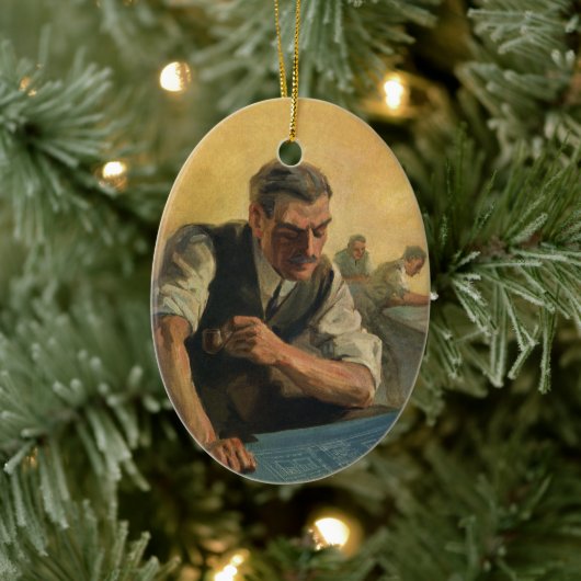 zakenarchitect en bouwblauwdrukken keramisch ornament (Boom)