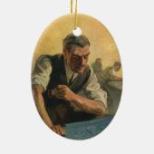 zakenarchitect en bouwblauwdrukken keramisch ornament (Achterkant)