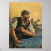 zakenarchitect en bouwblauwdrukken poster (Voorkant)