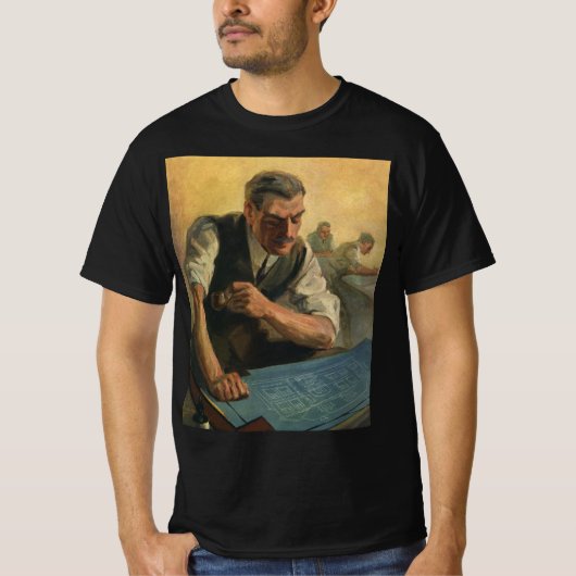  zakenarchitect en bouwblauwdrukken t-shirt (Voorkant)