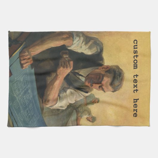  zakenarchitect en bouwblauwdrukken theedoek (Horizontaal)