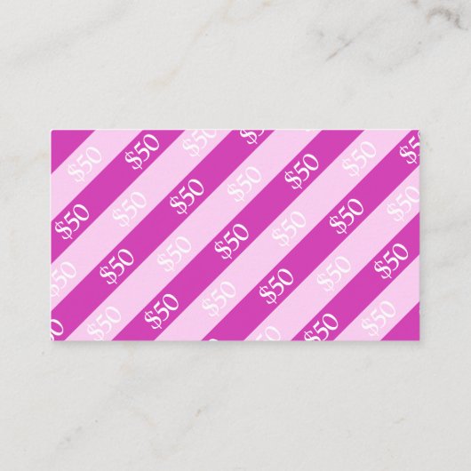 :Zakencadeau voor roze lintboeg $50 cadeaubon Kortingskaartje (Achterkant)