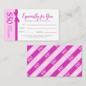 :Zakencadeau voor roze lintboeg $50 cadeaubon Kortingskaartje (Voorkant / Achterkant)