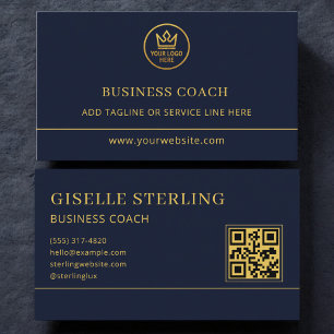 Zakencoach Blue Gold Logo QR Code Visitekaartje